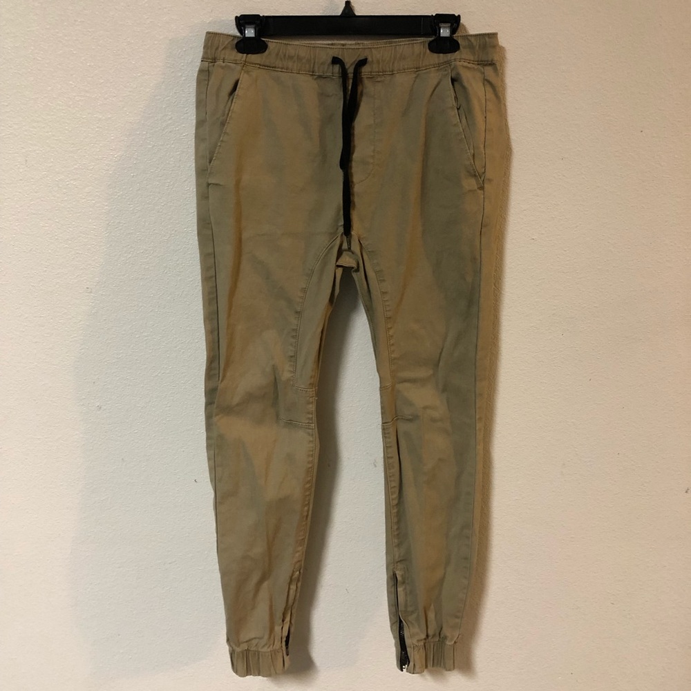 NEVER USED PACSUN KHAKI SKINNY ZIPPER JOGGER PANTS